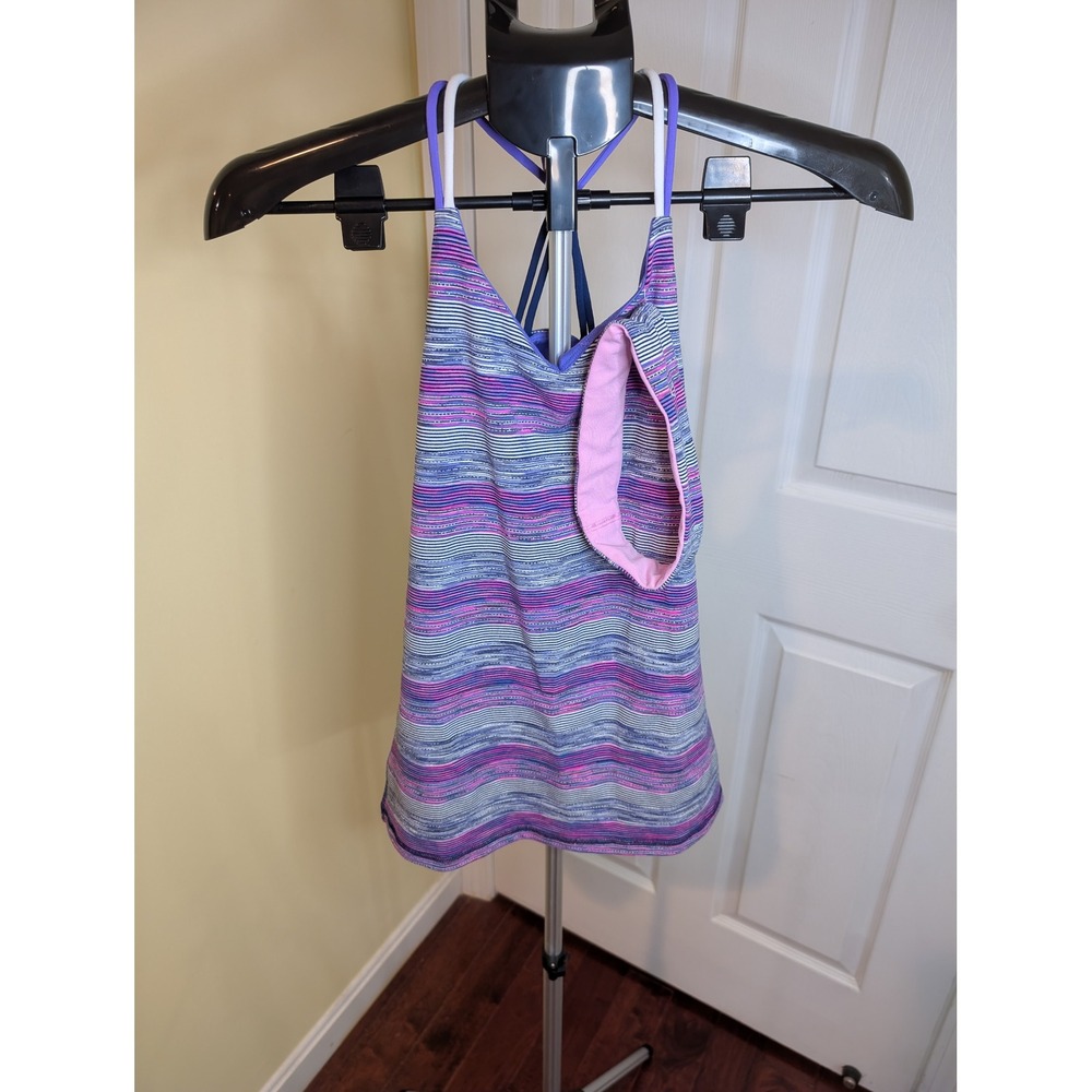 Ivivva Athletic Tank Top Multi Striped Shelf Bra Strappy With Headband - Size 14